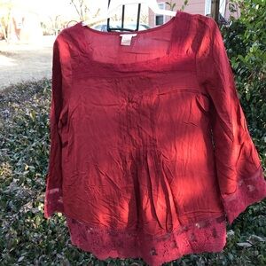 Sundance Red Lace Trim Tunic